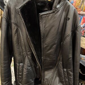 Wilson Black Leather Military Jacket